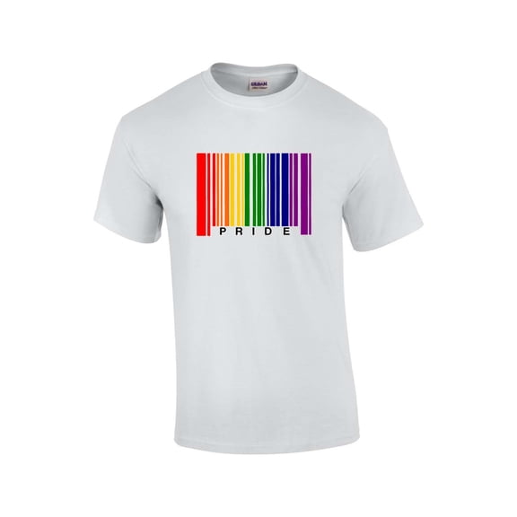 Gay Pride Flag Rainbow Barcode Support LGBTQ Unisex Short Sleeve T-shirt Graphic Tee-White-small