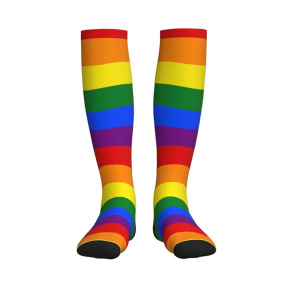 Gay Pride Flag Rainbow Compression Socks for Women Men Circulation Graduated Supports Socks for Running Athletic Sports