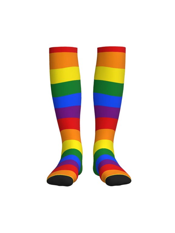 Gay Pride Flag Rainbow Compression Socks for Women Men Circulation Graduated Supports Socks for Running Athletic Sports