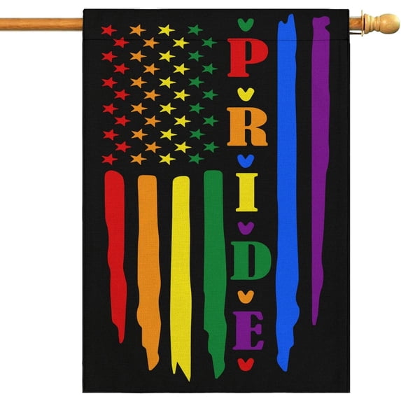 Gay Pride Garden Flag 28x40 Inch Rainbow LGBT Yard Flags Double Sided Vertical Burlap Flag for Lesbian LGBTQ Outdoor Decorations