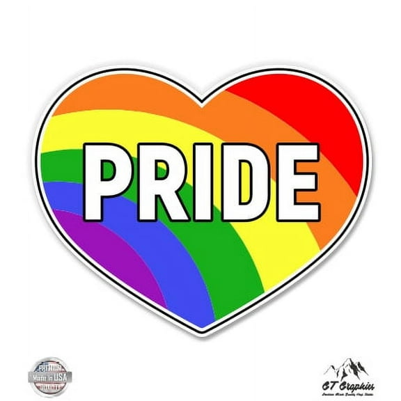 Gay Pride Heart - 3" Vinyl Sticker - For Car Laptop I-Pad Phone Helmet Hard Hat - Waterproof Decal