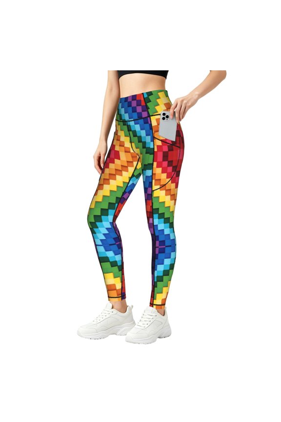 Gay Pride High Waisted Yoga Pants with Pockets Leggings for Women Tummy Control Workout Leggings Small