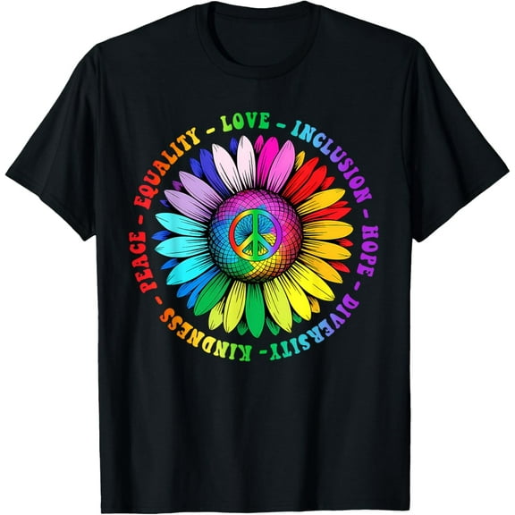 Gay Pride LGBT Kindness Peace Equality Love Hope Diversity T-Shirt Tops Tee