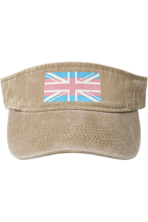 Gay Pride LGBT Transgender UK Union Flag Stripe Sports Sun Visor Hat for Men Women,Empty Top Sun Hats,Black