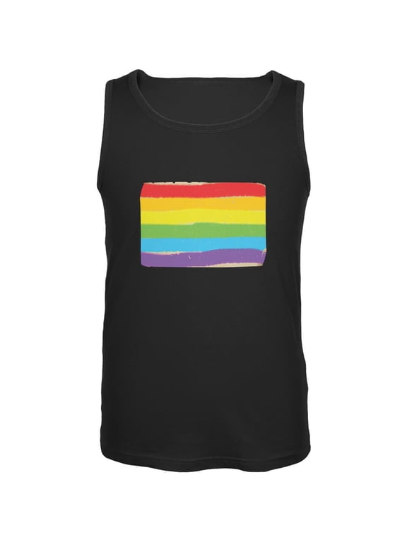 Gay Pride LGBT Vintage Rainbow Black Adult Tank Top - Medium