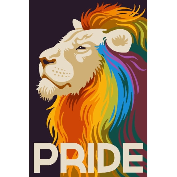 Gay Pride, Lion (24x36 Giclee Gallery Art Print, Vivid Textured Wall Decor)