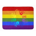 thumbnail image 1 of Gay Pride Love Hands Machine Washable Memory Foam Mat, 1 of 4
