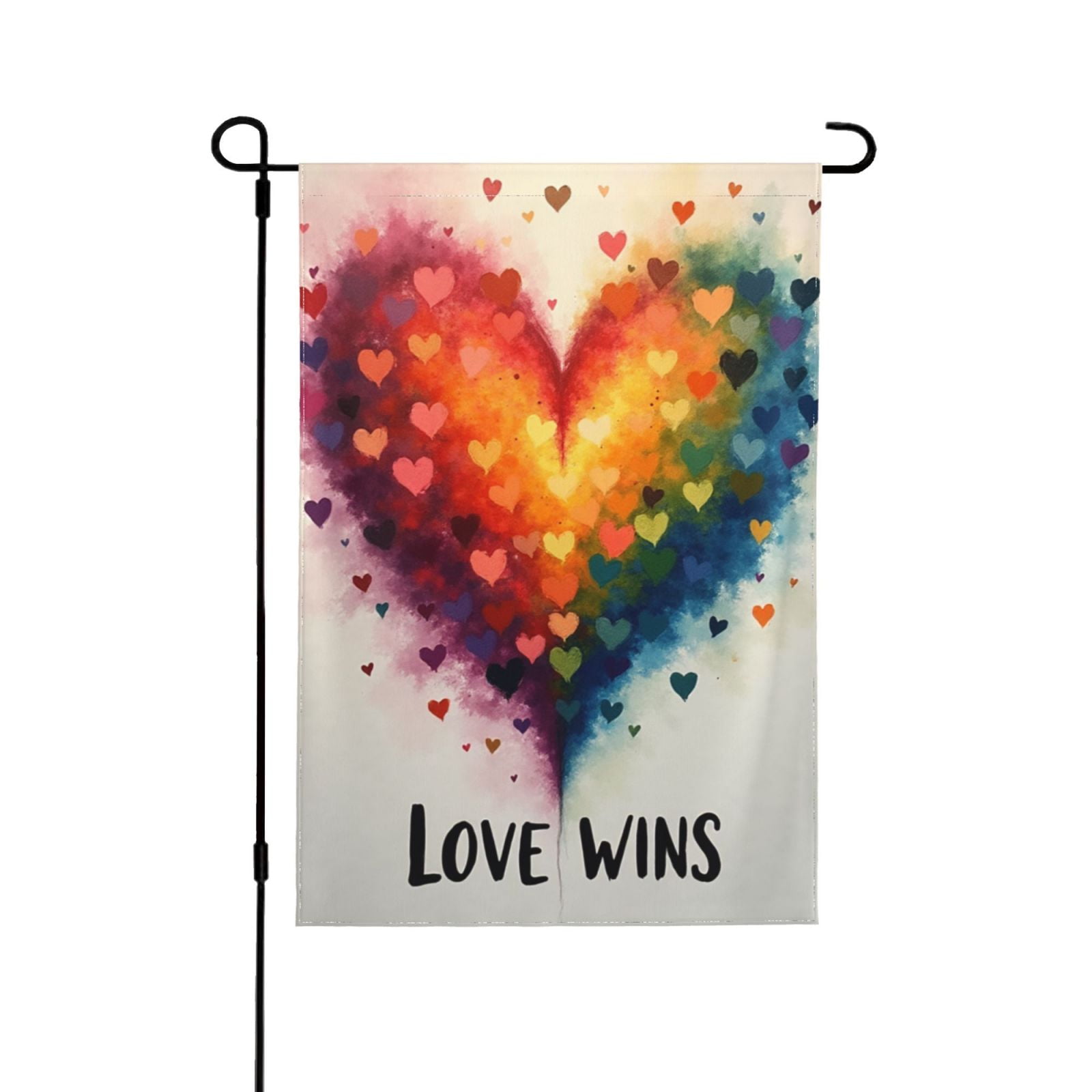 Picture of Gay Pride Love Wins Rainbow Small Decorative Garden Flag, Hearts Yard ...