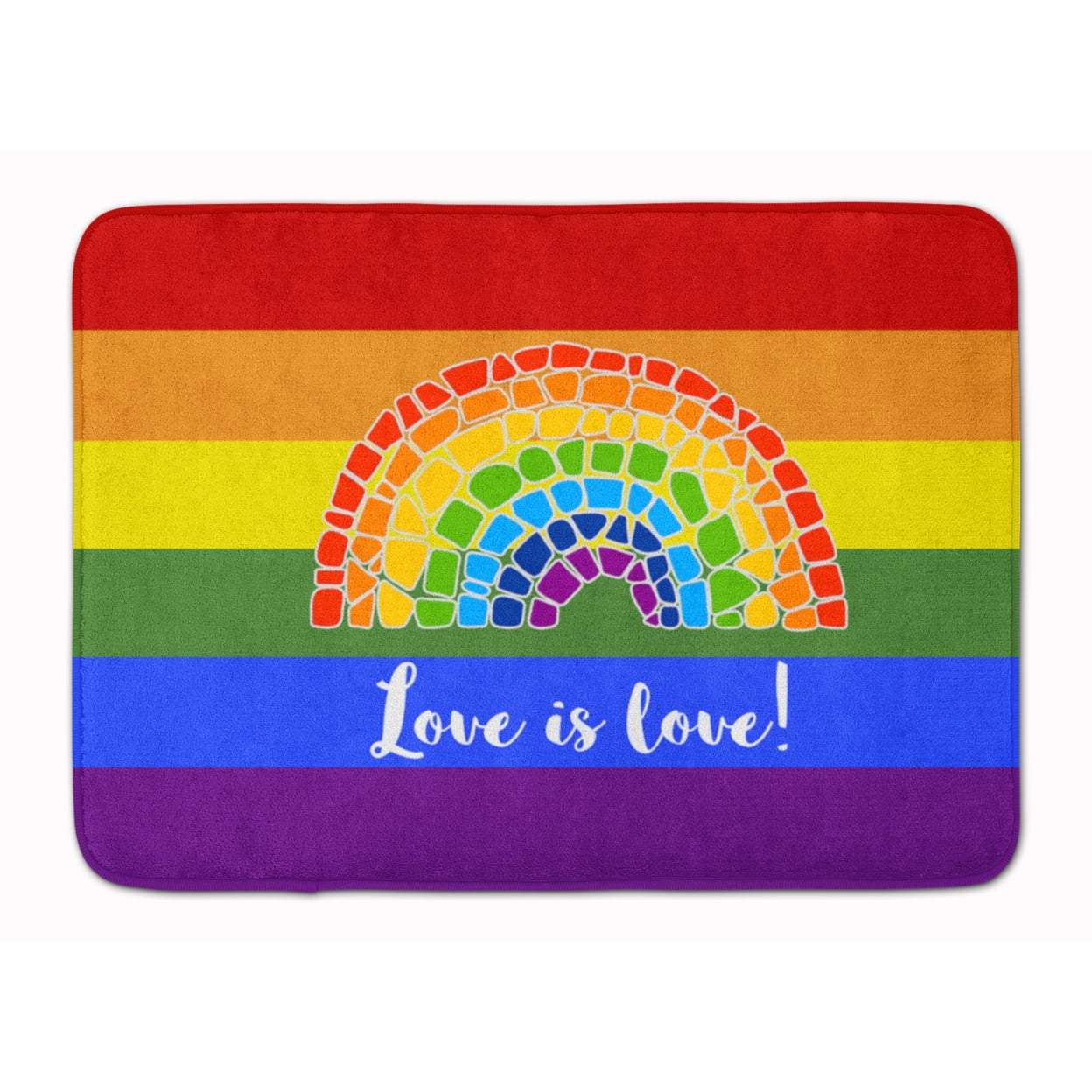 Gay Pride Love is Love Mosaic Rainbow Machine Washable Memory Foam Mat