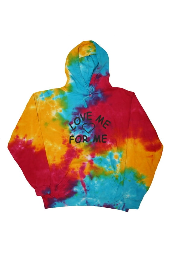 Gay Pride Men's Adult Tie Dye Love Me For Me Hoodie (XL)