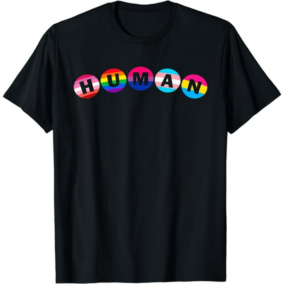 Gay Pride Month Human LGBTQ Flag Rainbow Lesbian Transgender T-Shirt