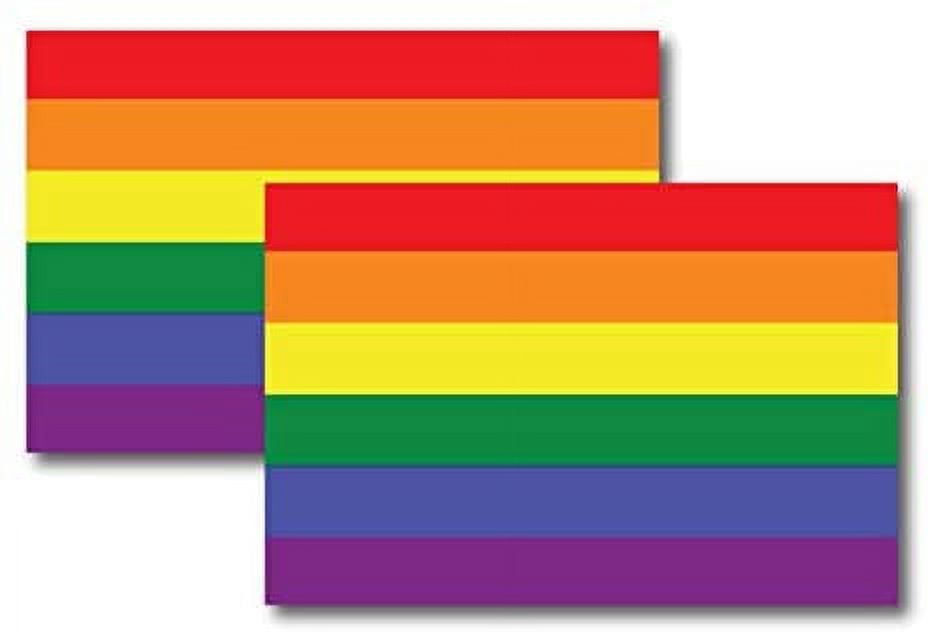 Gay Pride Rainbow Flag Car Decals LGBT, 2 Pack 3" x 5" Lesbian Gay
