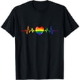 thumbnail image 1 of Gay Pride Rainbow Heartbeat LGBTQ Month Gender Equality T-Shirt, 1 of 4