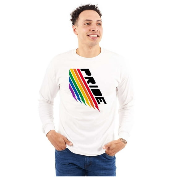 Gay Pride Rainbow Lightning Bolts Unisex Plus Size Long Sleeve Tee Shirt Brisco Brands 3X