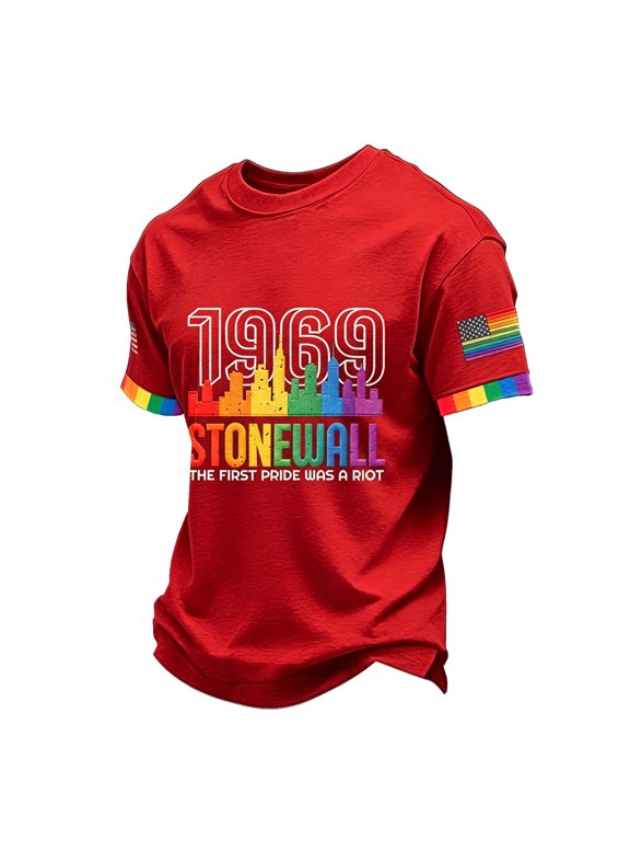 Gay Pride Shirt for Men, Short Sleeve Graphic LGBTQ+ Ally Rainbow Equality Tee