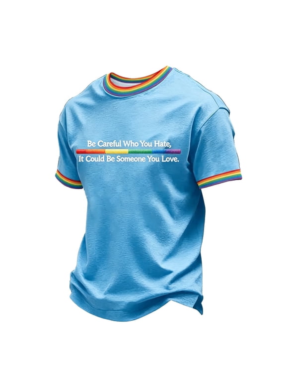 Gay Pride Shirt for Men, We The People Means Everyone USA Equality Rainbow Flag LGBTQ+ Tee