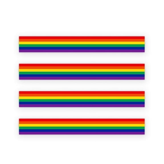 Gay Pride Strips Set of 4 - 5" each Vinyl Stickers - For Car Laptop I-Pad - Waterproof Decals
