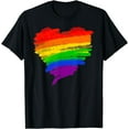 thumbnail image 1 of Gay Pride T-Shirt Rainbow Heart LGBT Ally LGBTQ Lesbian Transgender, 1 of 4