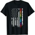 thumbnail image 1 of Gay Pride Thin Rainbow Line American Flag T-Shirt, 1 of 3