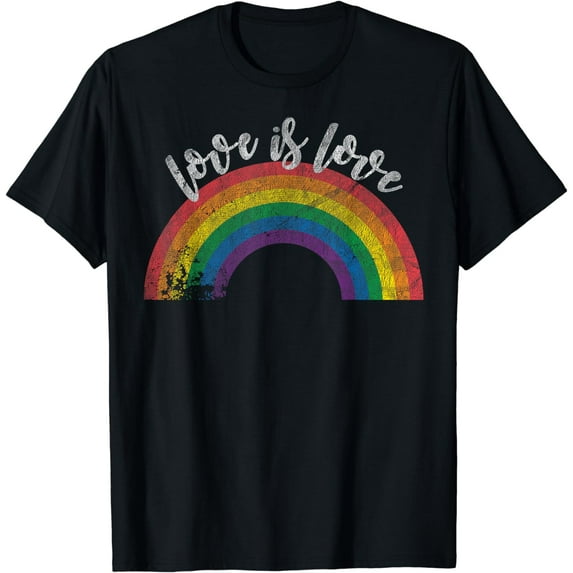 Gay Pride Vintage Rainbow LGBT Love Is Love T-Shirt