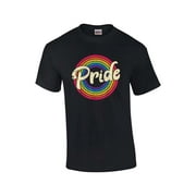 Gay Pride Vintage Retro Rainbow Unisex LGBTQ Short Sleeve T-shirt Graphic Tee-Black-large