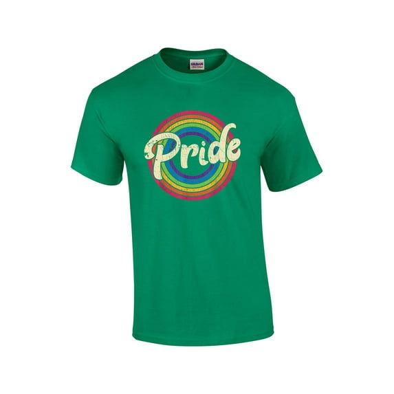 Gay Pride Vintage Retro Rainbow Unisex LGBTQ Short Sleeve T-shirt Graphic Tee-Kelly Green-6xl