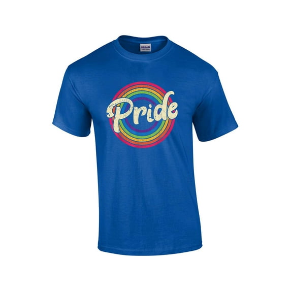 Gay Pride Vintage Retro Rainbow Unisex LGBTQ Short Sleeve T-shirt Graphic Tee-Royal Blue-4xl