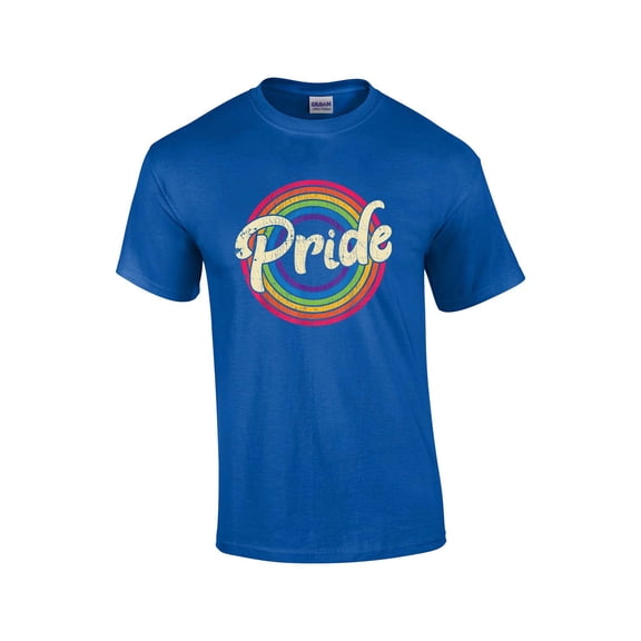 Gay Pride Vintage Retro Rainbow Unisex LGBTQ Short Sleeve T-shirt Graphic Tee-Royal Blue-xl