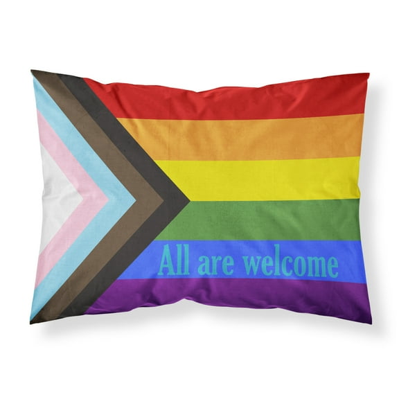 Gay Progress Pride All are Welcome Fabric Standard Pillowcase