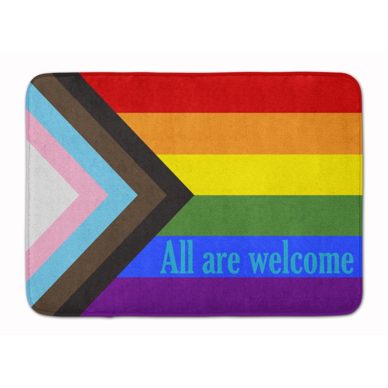 Gay Progress Pride All are Welcome Machine Washable Memory Foam Mat