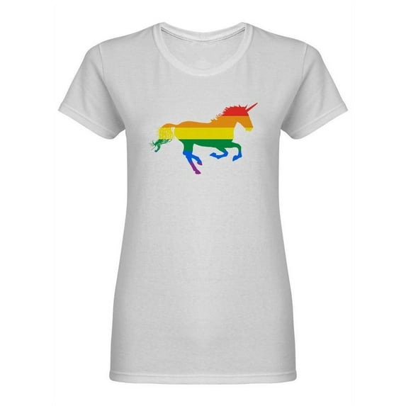 Gay Rainbow Flag Unicorn Shaped T-Shirt Women -Image by Shutterstock, Female Large