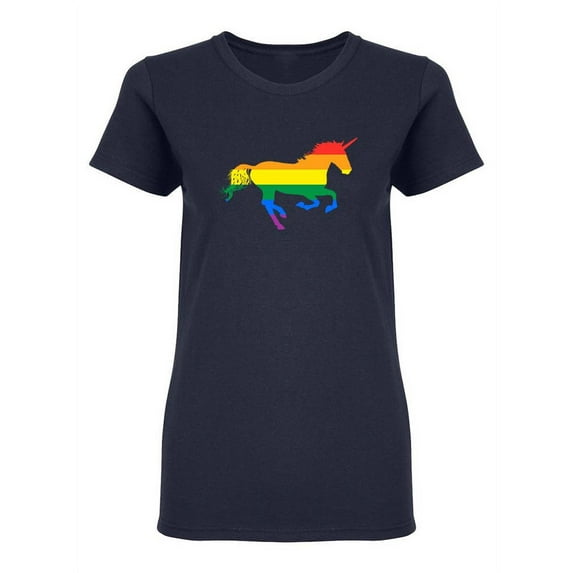 Gay Rainbow Flag Unicorn Shaped T-Shirt Women -Image by Shutterstock, Female Large