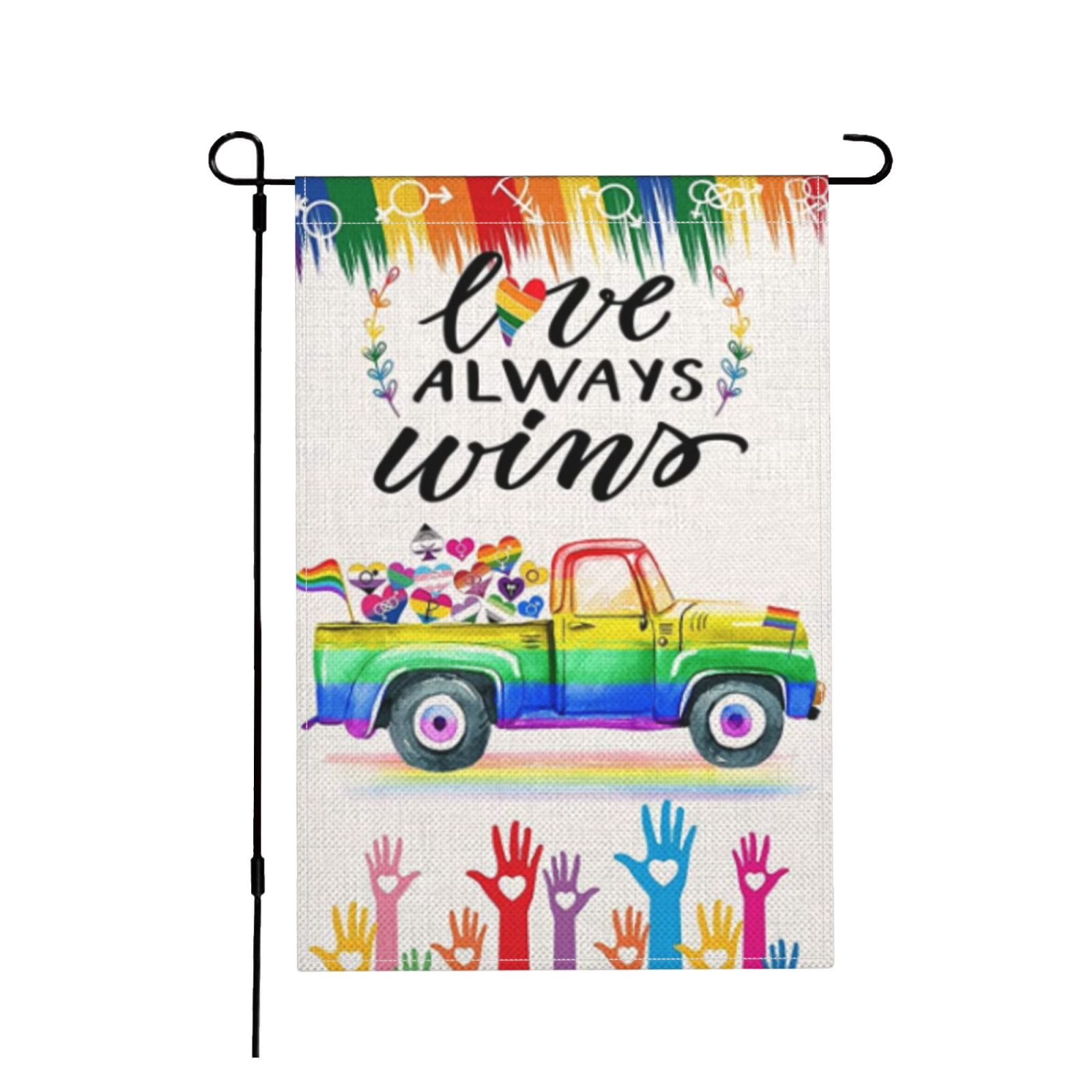 Gay Rainbow Garden Flag Love Always Wins LGBT Symbols on Truck Pride ...