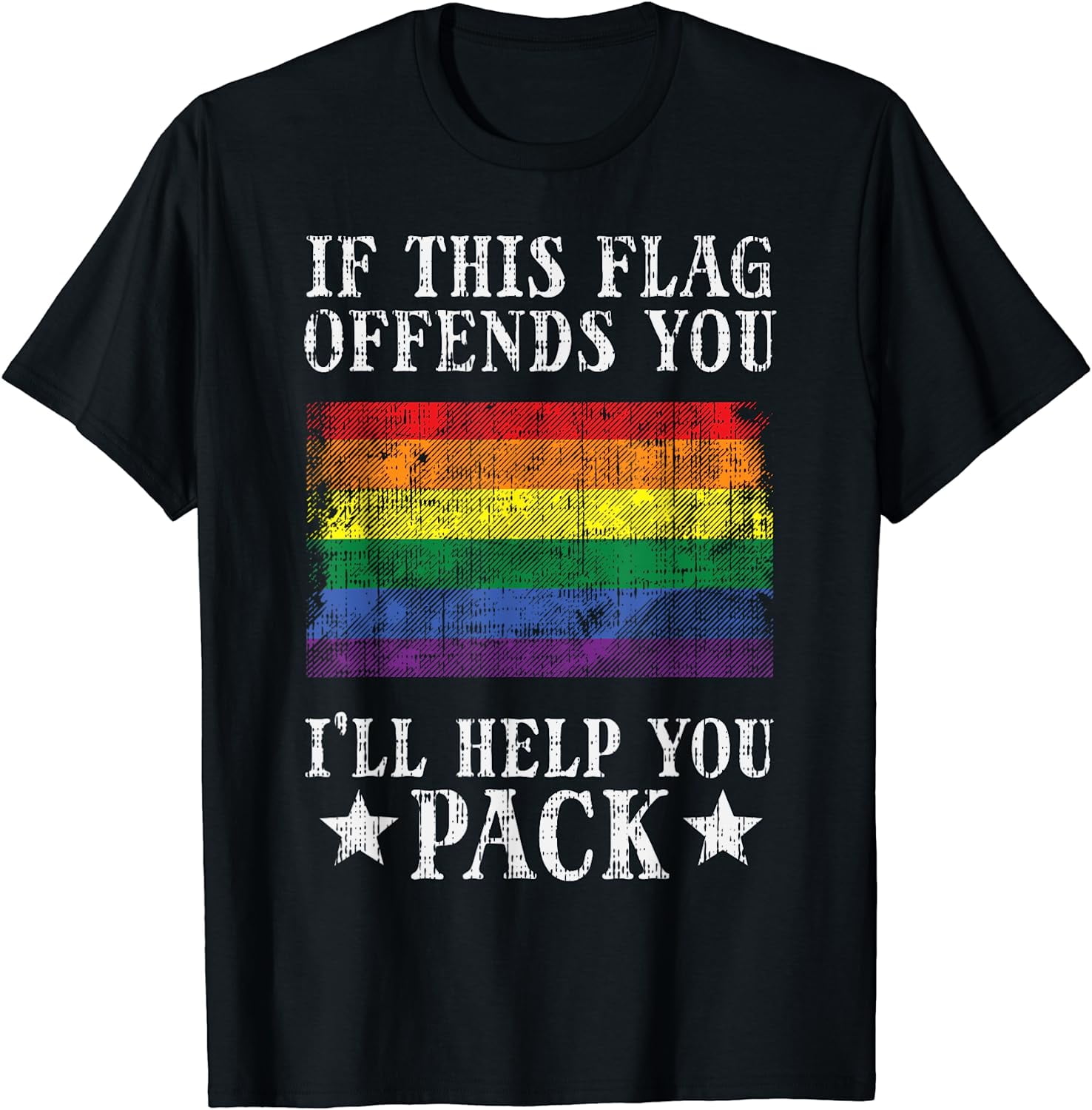 Gay Rainbow If This Flag Offend You Pride Lgbt Men Women Kid T-Shirt ...