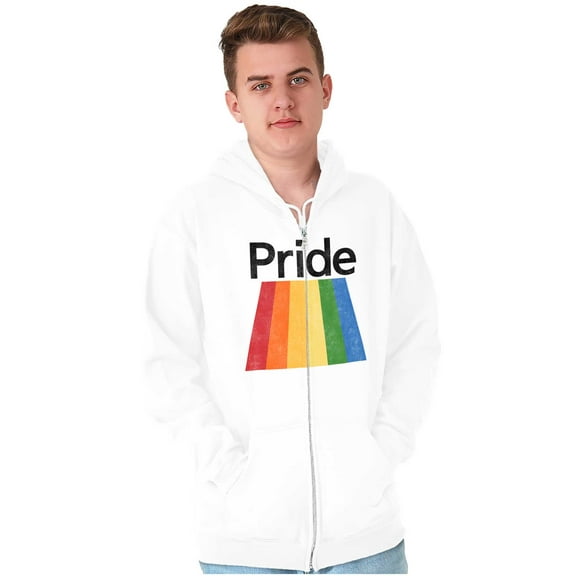 Gay Rainbow Pride Flag LGBTQ Rights Unisex Fleece Graphic Zip Up Hoodie Brisco Brands 2X