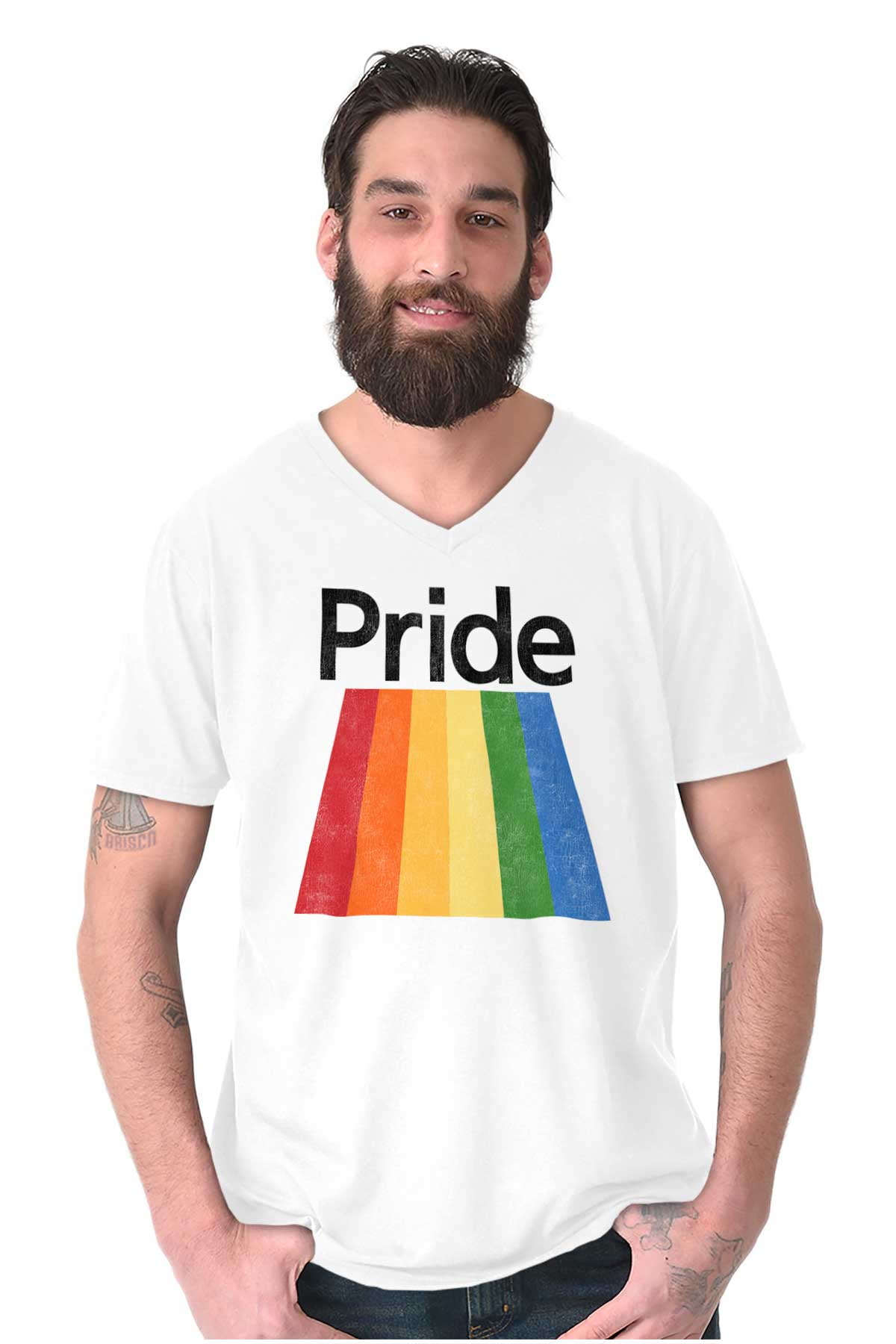 Gay Rainbow Pride Flag LGBTQ Rights VNeck T Shirts Men Women Brisco