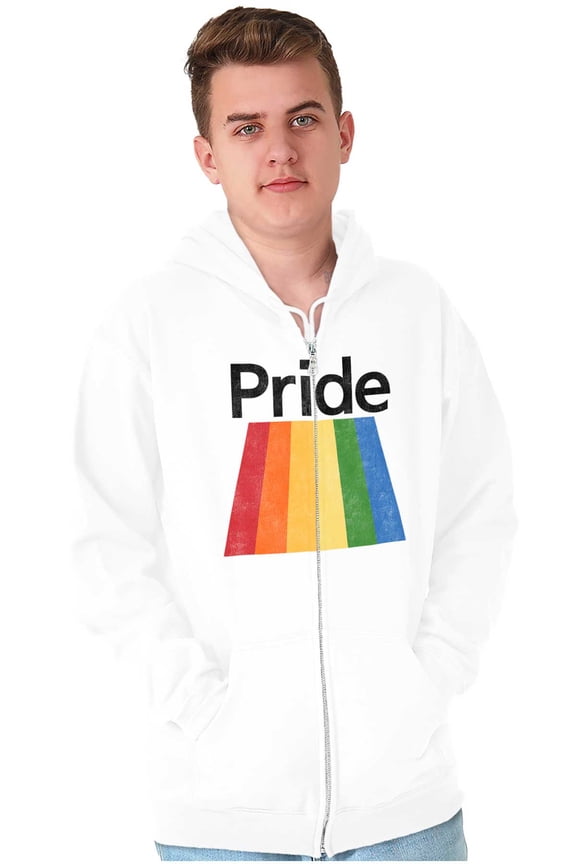 Gay Rainbow Pride Flag LGBTQ Rights Zip Up Hoodie Men's Women's Brisco Brands M