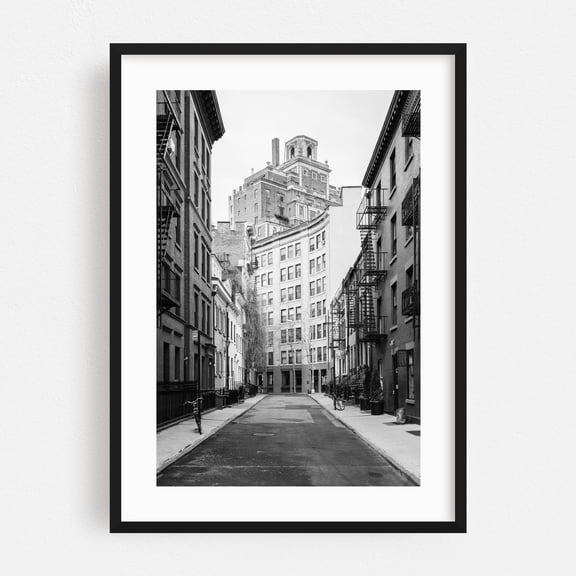 Gay Street 02 B&W - Manhattan New York Photography Black Framed Wall Art Print 24 x 36 inches