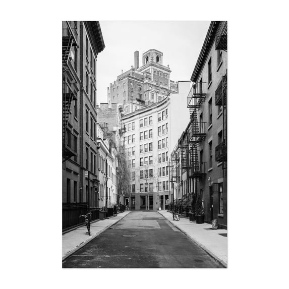 Gay Street 02 B&W - Manhattan New York Photography Black and White Cityscape Street Photography Architecture Bicycle Vintage Unframed Wall Art Print 4 x 6 inches
