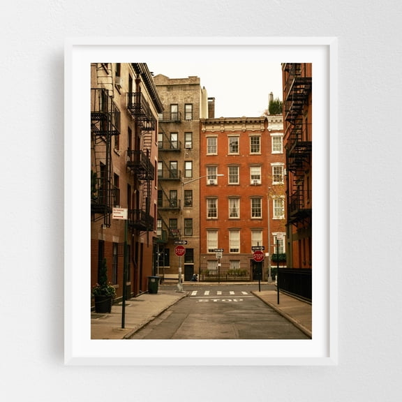 Gay Street, West Village - Manhattan New York Photography Street Photography Architecture City Vintage Autumn Travel Poster White Framed Wall Art Print 6 x 8 inches