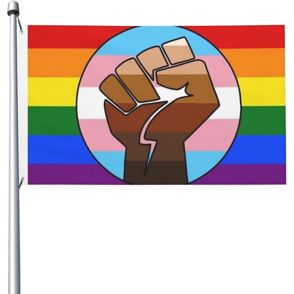 Gay Trans Pride -Fist Flag Flag 3x5 Foot Durable And Fade Resistant,Perfect For Any Balcony Or Courtyard,Garden Decorative Banner