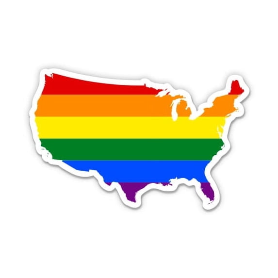Gay USA Rainbow Flag LGBT diversity - 8" Vinyl Sticker - For Car Laptop I-Pad - Waterproof Decal