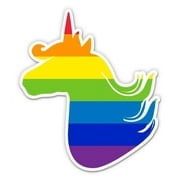 GT GRAPHICS Gay Unicorn Pride LGBT Rainbow Flag - 3" Vinyl Sticker - For Car Laptop I-Pad Phone Helmet Hard Hat - Waterproof Decal