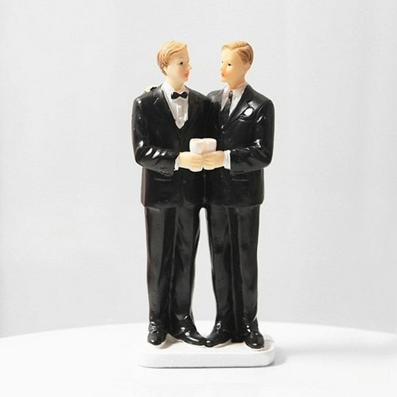 Gay Wedding Cake Topper - 5 1/2 Inches Tall x 2 1/2 Inches Wide- Blonde/Light Colored Hair (7950bl)