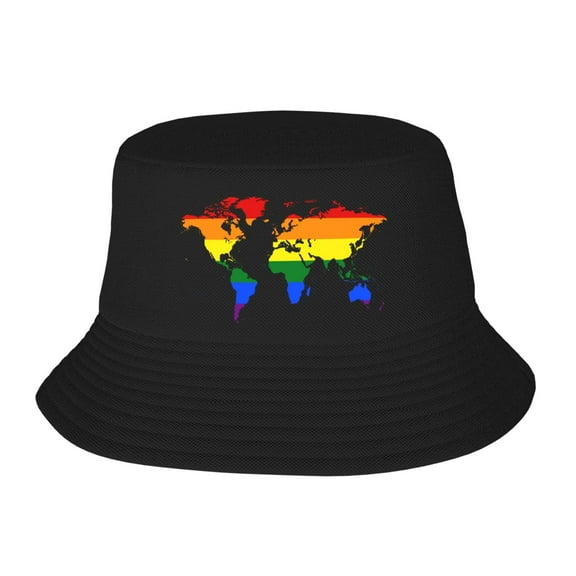 Gay World Map Bucket Hat For Womens And Mens Outdoor Beach Fisherman Hat Sun Hat