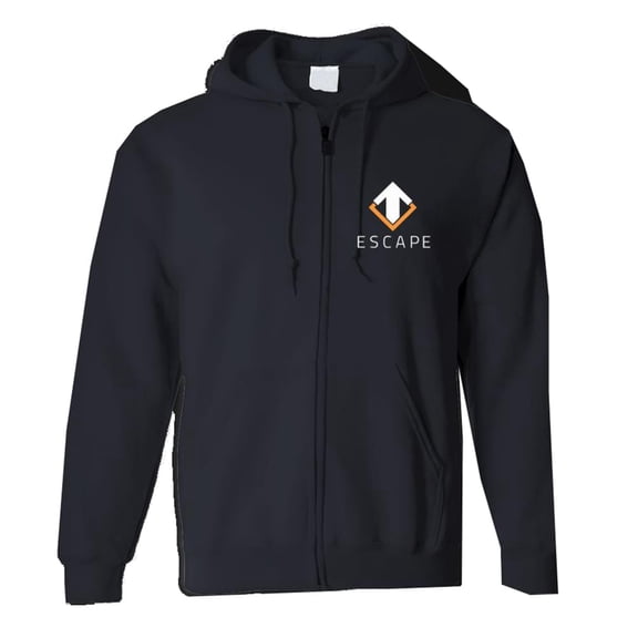 Gaya Entertainment Escape Gaming "Escape" Black Zip-Up Men's Hoodie, Large Male