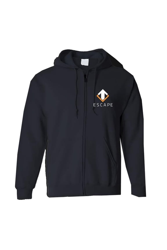 Escape Gaming "Escape" Black Zip-Up Men's Hoodie, Medium Male
