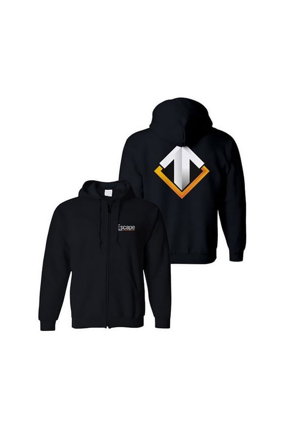 Escape Gaming Large Logo Black Zip-Up Men's Hoodie, X-Large Male