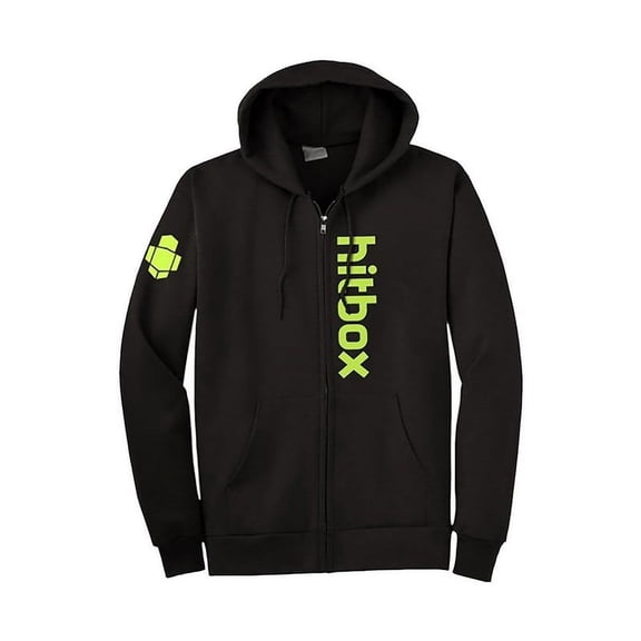 Gaya Entertainment Hitbox "Hitbox Font" Men's Black Zip-Up Hoodie, Medium Male
