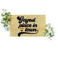Gayest Place in Town Pride Front Door Mat Outdoor Waterproof Durable
